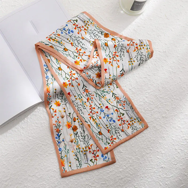 

100% натуральный шелковый шарф-платок для женщин, элегантный длинный шейный платок 2026 года, женская шаль, хиджаб, бандана, шарфы, буфанда