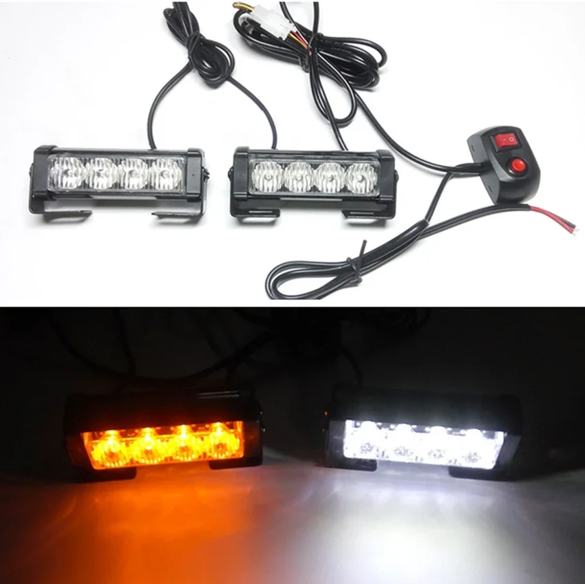 Car Truck Front Grille LED Strobe Warning Light Auto Police LED Flashing lights Bar Emergency Light Hazard Caution Lamp 12V