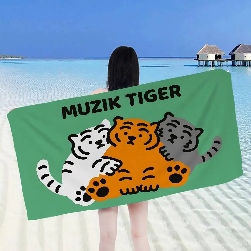kawaii cute M-MUZIKS T-TIGER brand Anime Beach Swimming Towel Soft Absorbent Washcloth Children's Gifts for Kids Travel Camping