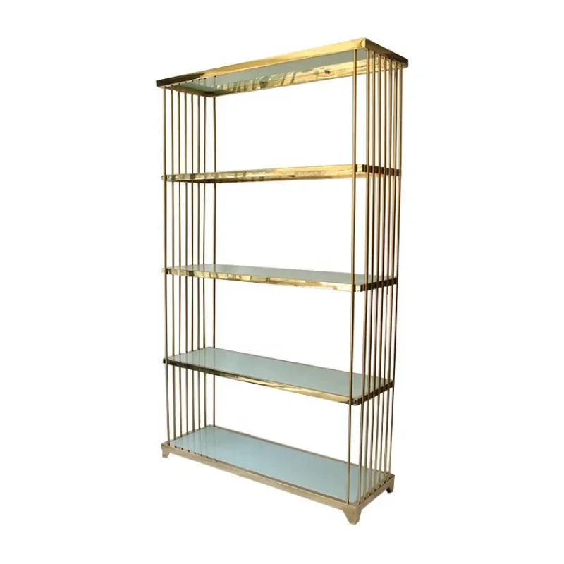 Department store showroom design shelves footwear display stand gold metal retail clothes display shoe rack