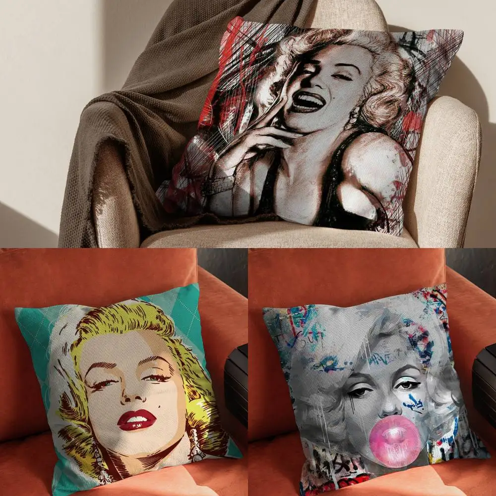

M-Marilyn M-Monroe Pillow Case For Car Pillows 60x60 Cushions Luxury Double Sided Cover Home And Decoration Sofa 30x