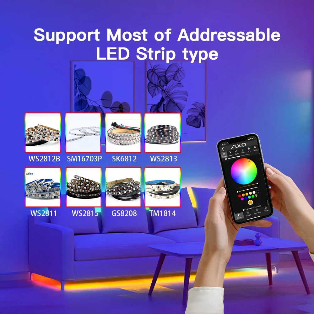 GLEDOPTO ESP32 WLED LED Controller Microphone Music DIY Dynamic Mode UART Download Easy Wiring App Control WS2811 WS2812 SK6812