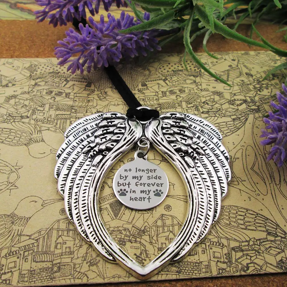 

Dog Theme No Longer By My Side Angel Wings Rear View Mirror Charm Custom Car Hanging Ornament Car Accessories For Safe & Stylish