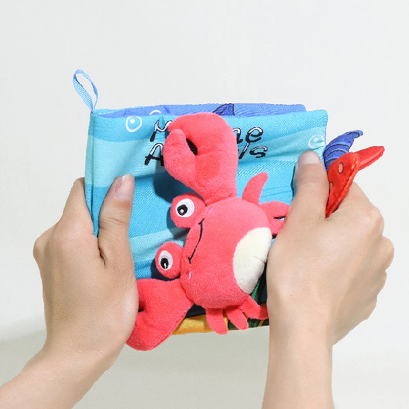 Baby Soft Books Toys Crinkle Cloth Book Marine Animal Tails For Infant Baby Early Development Interactive Stroller Soft Toys