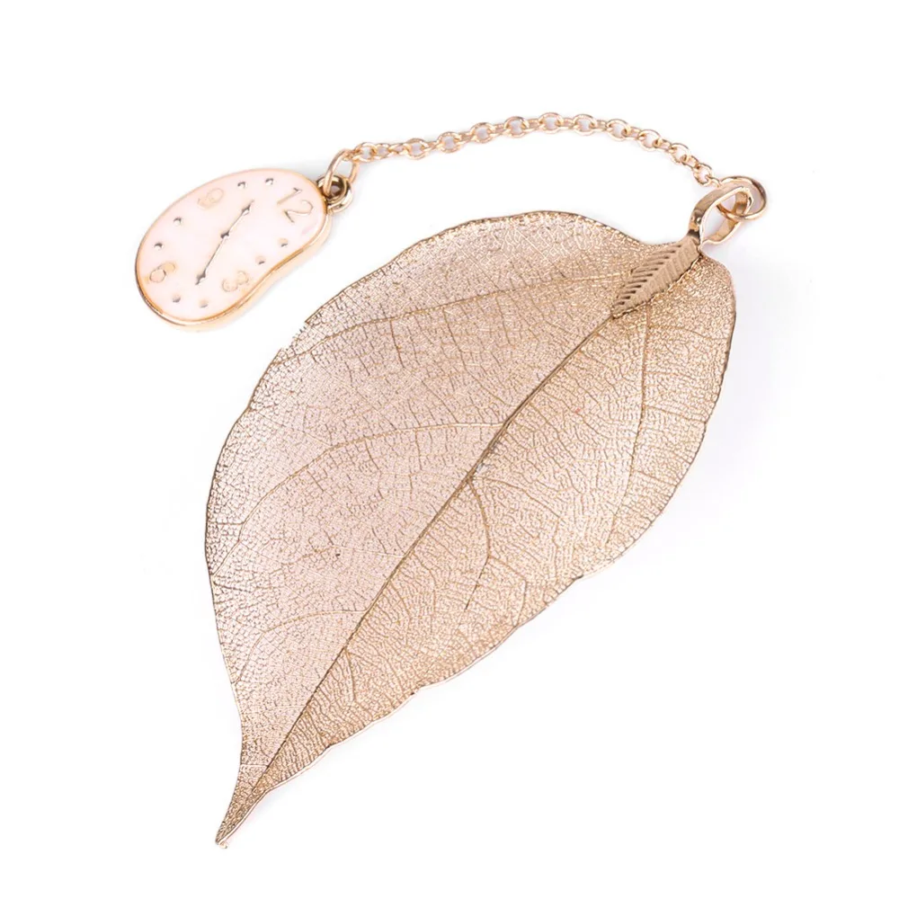 Geschenke Legierungs-Lesezeichen mit Uhrenmotiv, goldenes Blatt, neuartiges Lesezeichen, Legierungs-Lesezeichen, Schreibwaren