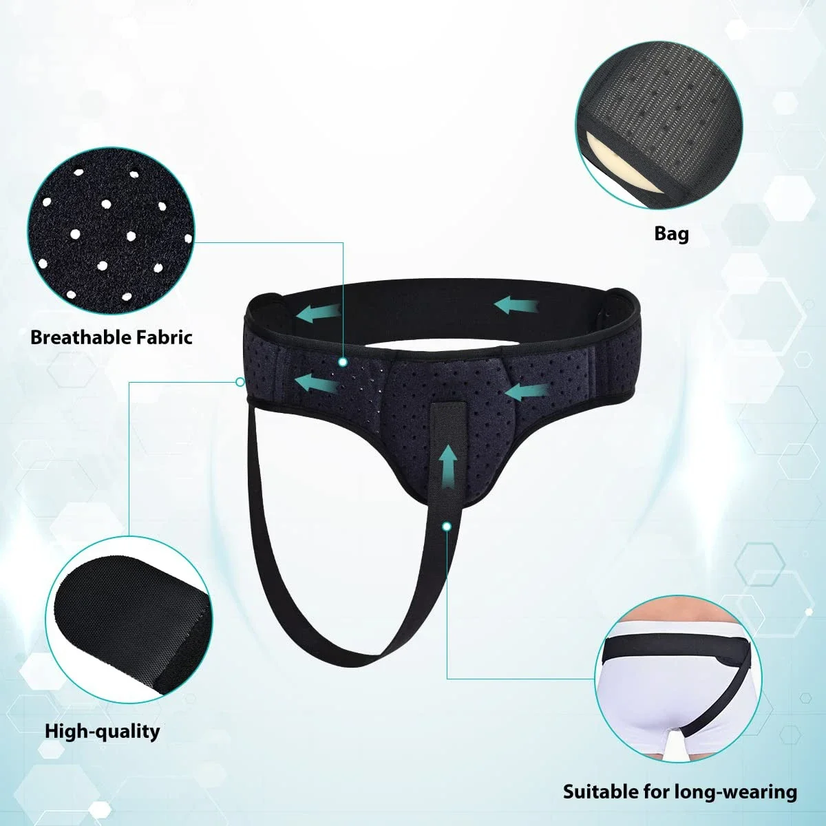 Men's Medical Hernia Support Belt Adjustable Waist Strap With Detachable Pad For Inguinal Sports Hernia Relief Breathable Design