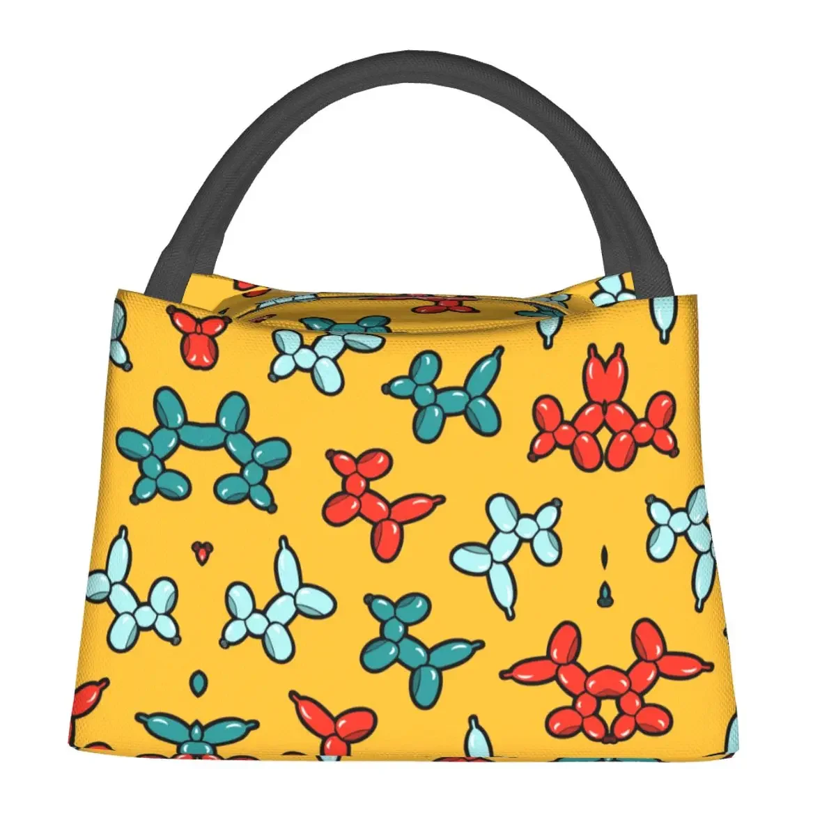 

Balloon Animal Dogs Pattern Lunch Bag Yellow Cute Lunch Box Travel Convenient Thermal Lunch Bags Print Cooler Bag