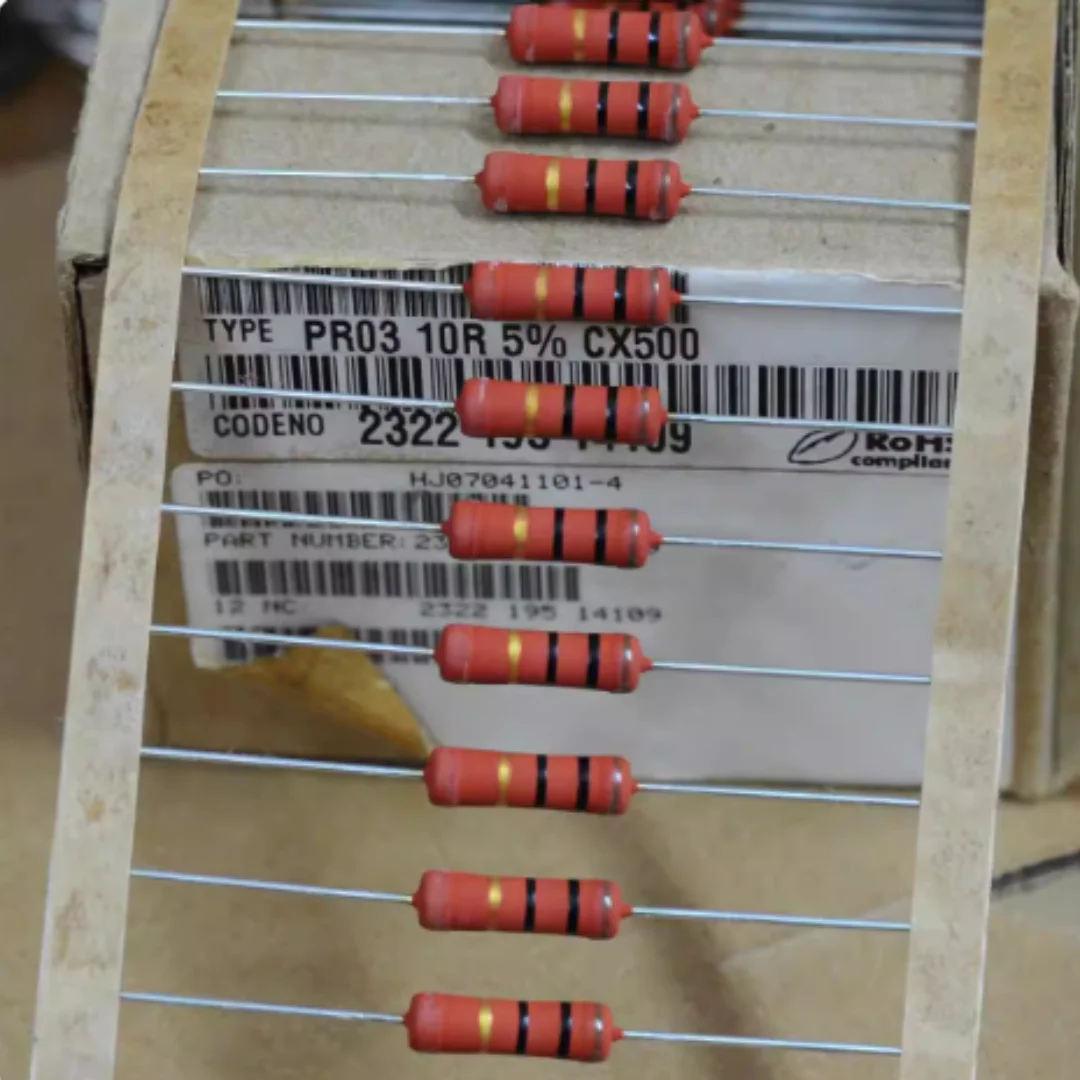 VISHAY PR03 10R 10 ohms 10Ω 3W 5% Red color-coded resistor