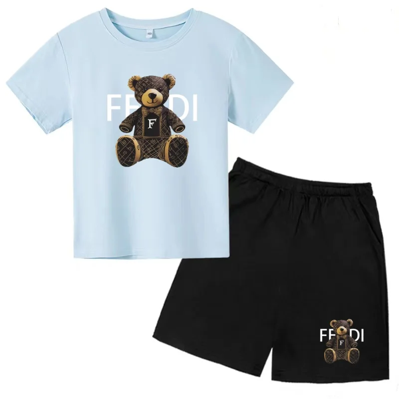 

Children Summer New T-shirt Short-Sleeved Top+Shorts Two-piece set Boys Girls Toddler Sports Clothes 3-12Years Casua Fashion Set