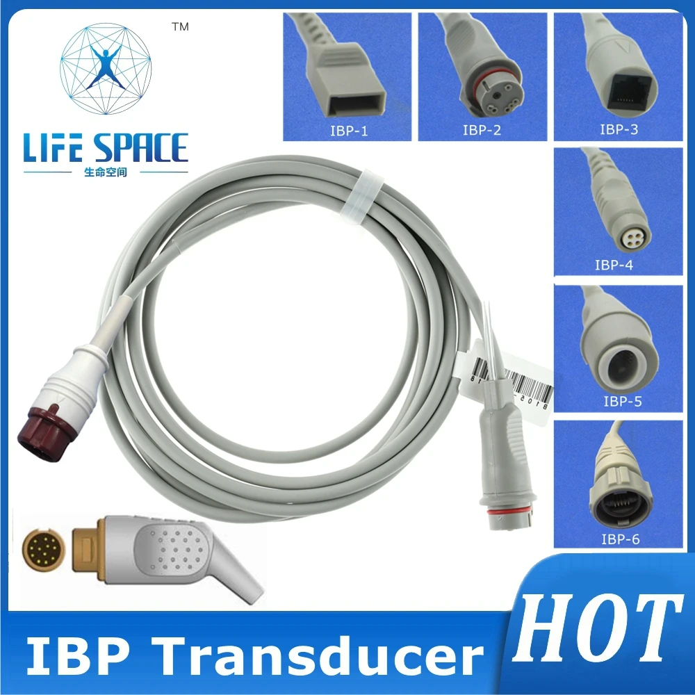 

Кабель IBP для датчиков давления Utah BD Abbott B.Braun Edward, совместимый с Mindray T5/T8