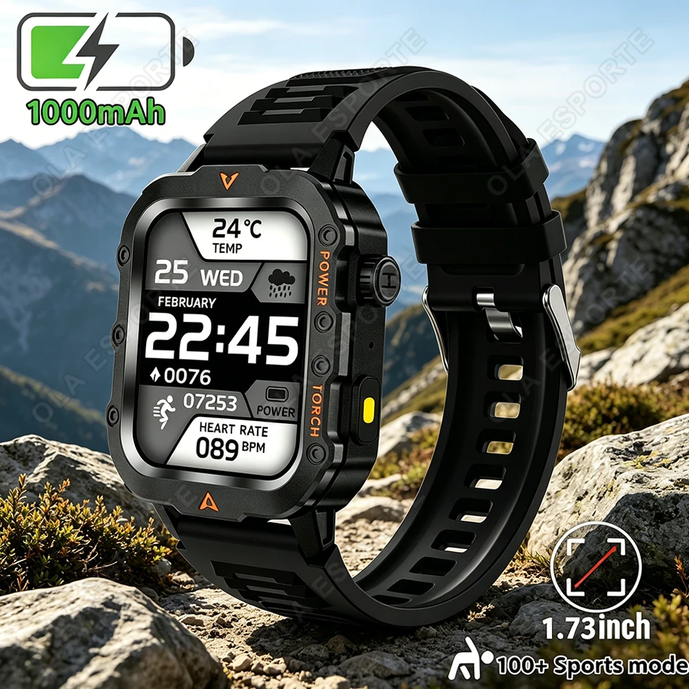 2026 New Military Smart Watch Bluetooth Call Sleep Health Monitoring Sports Tracking Men Smartwatch IP68 & 5ATM Waterproof HW12