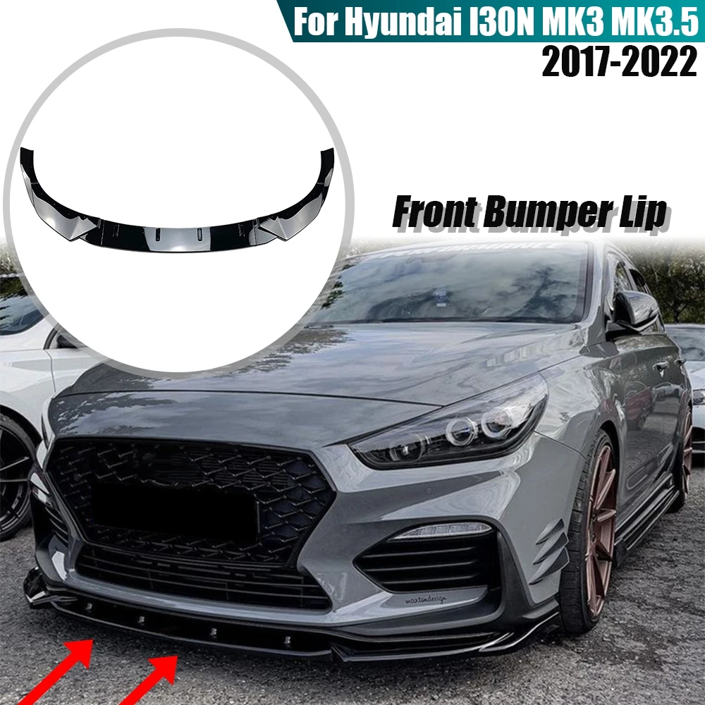 

3PCS Car Front Bumper Lip Spoiler For Hyundai I30N MK3 MK3.5 2017-2022 Splitter Diffuser Detachable Body Kit Cover Guard