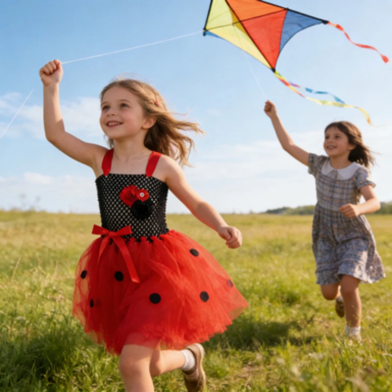 Mädchen-Marienkäfer-Prinzessinnenkleid, Kinder-Tüll-Tutu-Rock, Halloween-Partykleidung, Partykleid für Mädchen, Bühnenauftrittskleidung