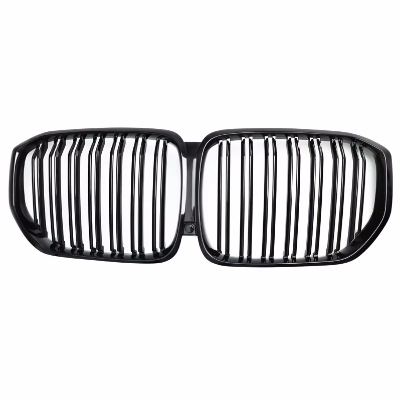 Glossy Black Front Bumper Grilles Double Line Kidney Racing Grill For BMW X5 G05 2019 2020 2021 2022 2023 Car Styling