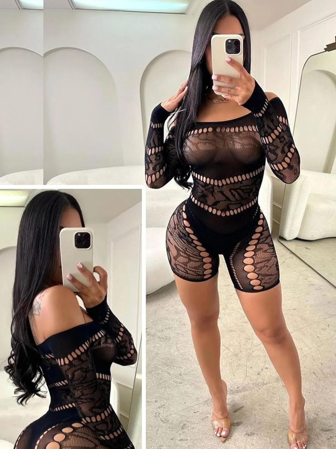 

Erotic Lingerie Romper Sexy Jumpsuit Fishnet Bodystockings for Women Long Sleeve Club Party Wear Female Bodysuits mujer lenceria