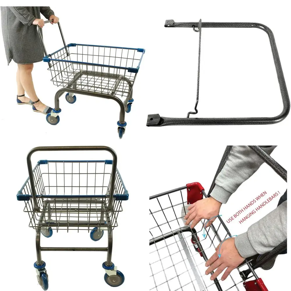 

Прочная синяя тележка для белья и продуктов объемом 1,8 бушеля с U-образной ручкой