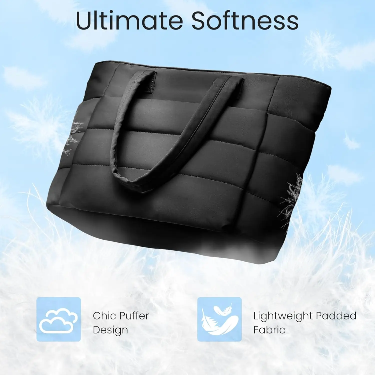 

Women's Lightweight Puffy Quilted Puffer Tote Bag Nurse Shoulder Handbag for Work Travel Gym - Stylish And Functional