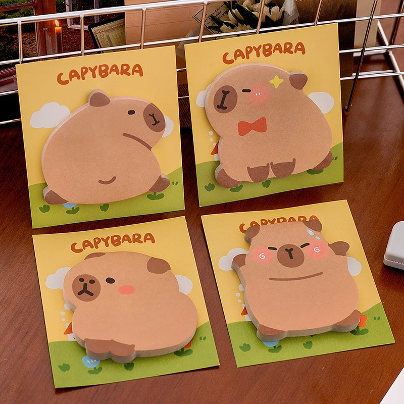 2PCS Capybara Sticky Notes, Leuke Sticky Notes, Student Cartoon Hoog uitziende Sticky Notes Kawaii Memo Pad Briefpapier Stationair