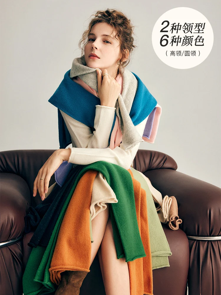 

OLrain женский пуловер из чистой шерсти, осень 202, базовый свитер с высоким воротником и длинными рукавами, минималистичный повседневный женский тканевый свитер O22DM66281