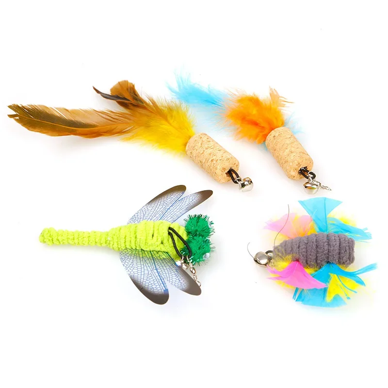 Funny Cat Stick Replacement Head Cat Toy Fishing Rod Flying Fish Feather Mouse Cat Stick Pet Supplies