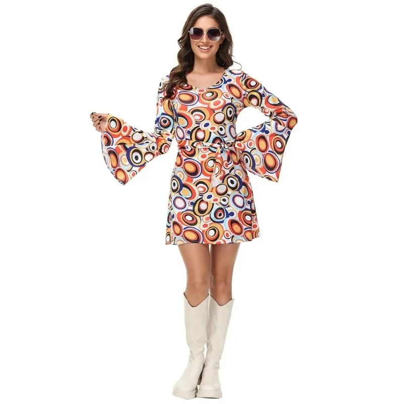 Men Women Retro 70s 80s Hippie Costume Disco Rock Hip-Hop for Cosplay Couples Purim Halloween Party Fantasia Dress Up view 4