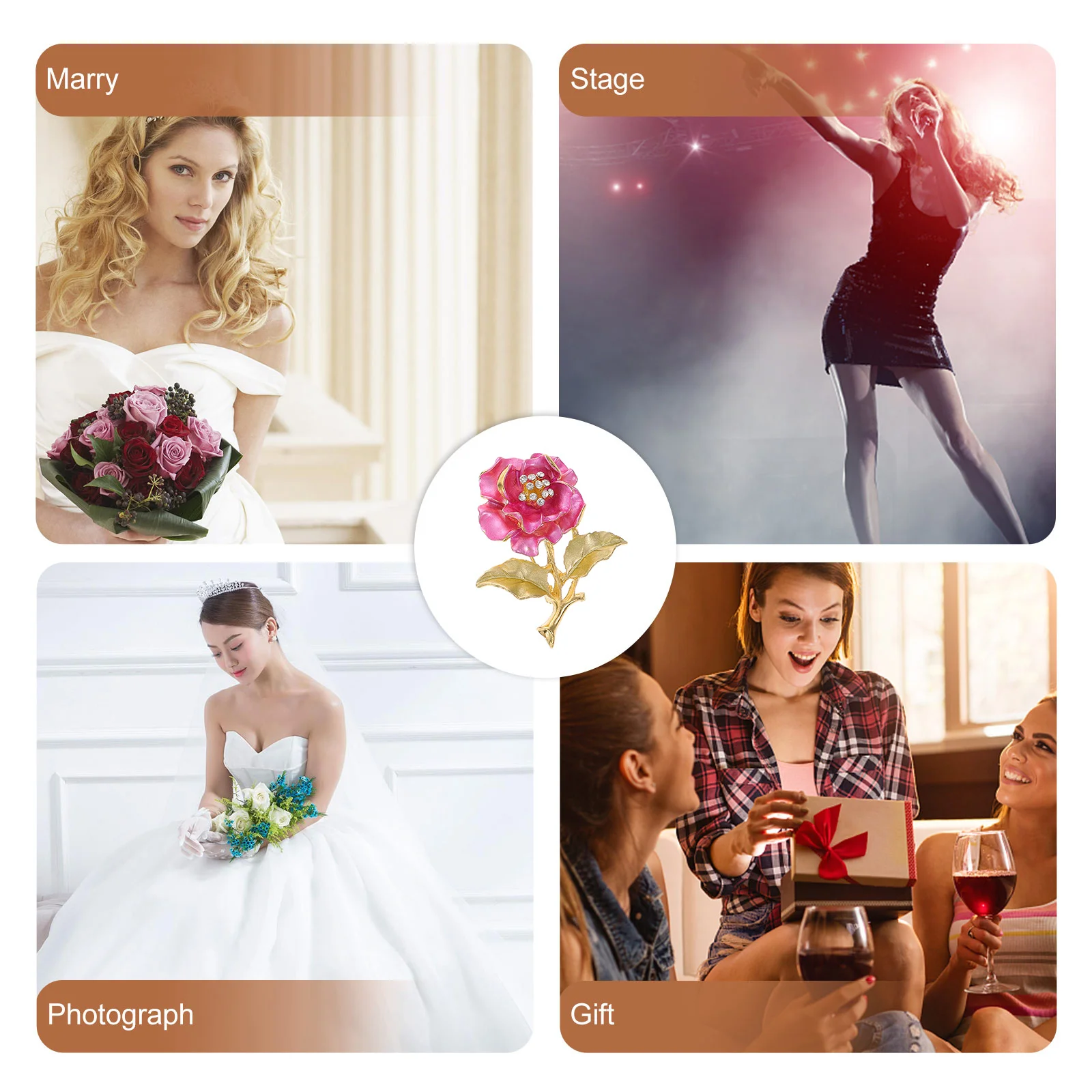 

Alloy Flower Brooch with Rhinestone Shining Design for Women Dress Sweater Bag Fashion Breastpin Alloy Brooch