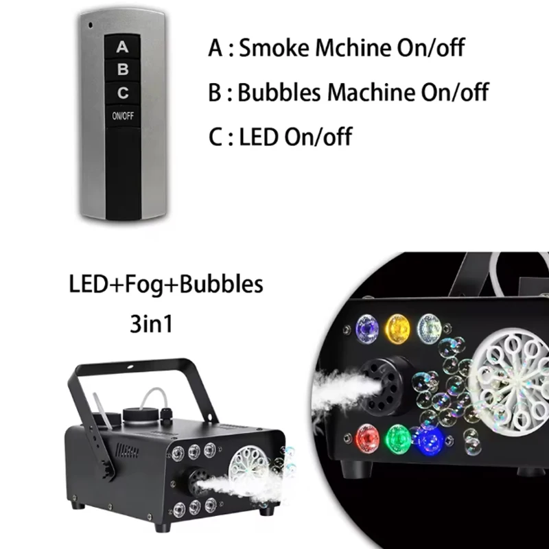 600W RGB Bubble Smoke Machine With Remote Control for DJ Wedding Party Nightclub Event