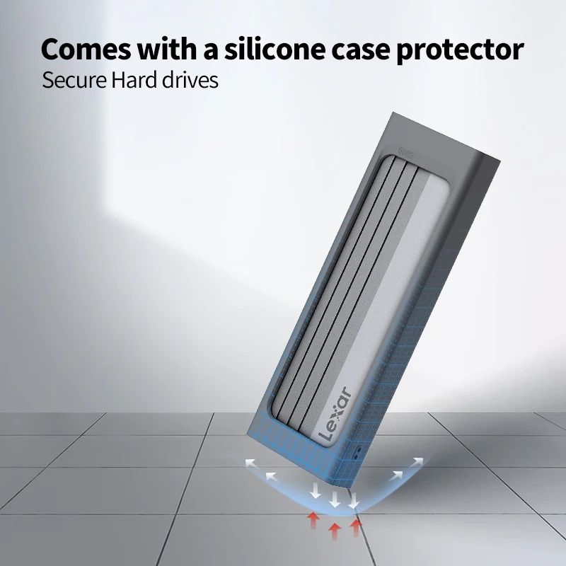 Lexar Hard Drive Enclosure E300 M.2 NVMe Type-C All Aluminium Solid State Mobile Hard Drive Case High Speed 10Gbps Transport