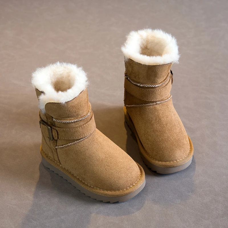 

Winter Kids Outdoor Warm Plush Boots Fashion New Girls Furry Thermal Boots Thick Bottom Causal Children's Snow Boots Non-slip