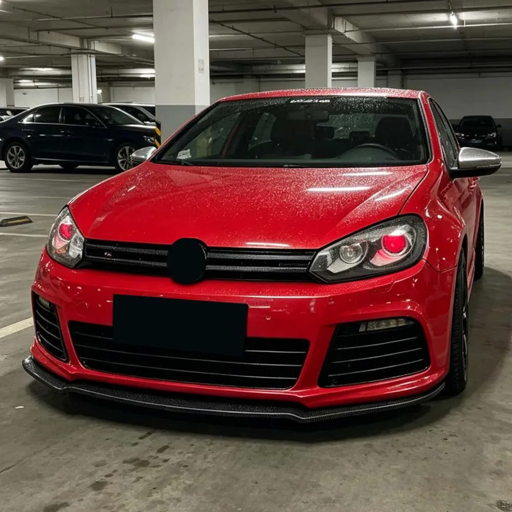 Für VW Golf 6 MK6 R R20 2008-2013 Schwarzer Spoiler Auto Frontstoßstange Lippe Spoiler Karosserie-Kit Splitter Diffusor Deflektor Canard Tuning