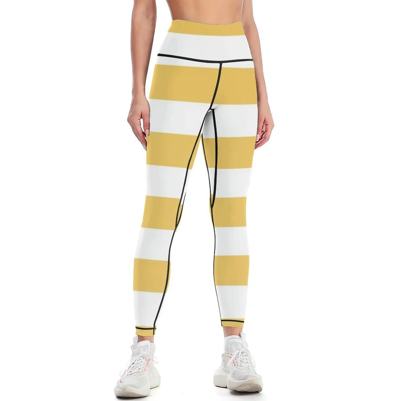 

Yellow Stripes Leggings Women's push up sportswear gym Womens Leggings