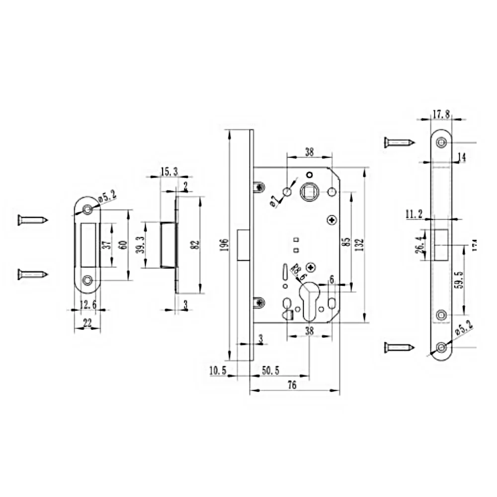 BBDHOME Magnetic Deadbolt Lock Body 8550mm Cylinder Hole Euro Wooden Steel Door Silent Wholesale Factory Price Anti-theft