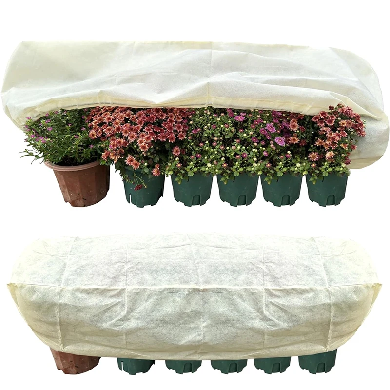 Plant Frost Cover, Rectangular Planter Plant Winter Frost Blanket With Zip Drawstring For Outdoor 150 X 40 X 45Cm 6Pack