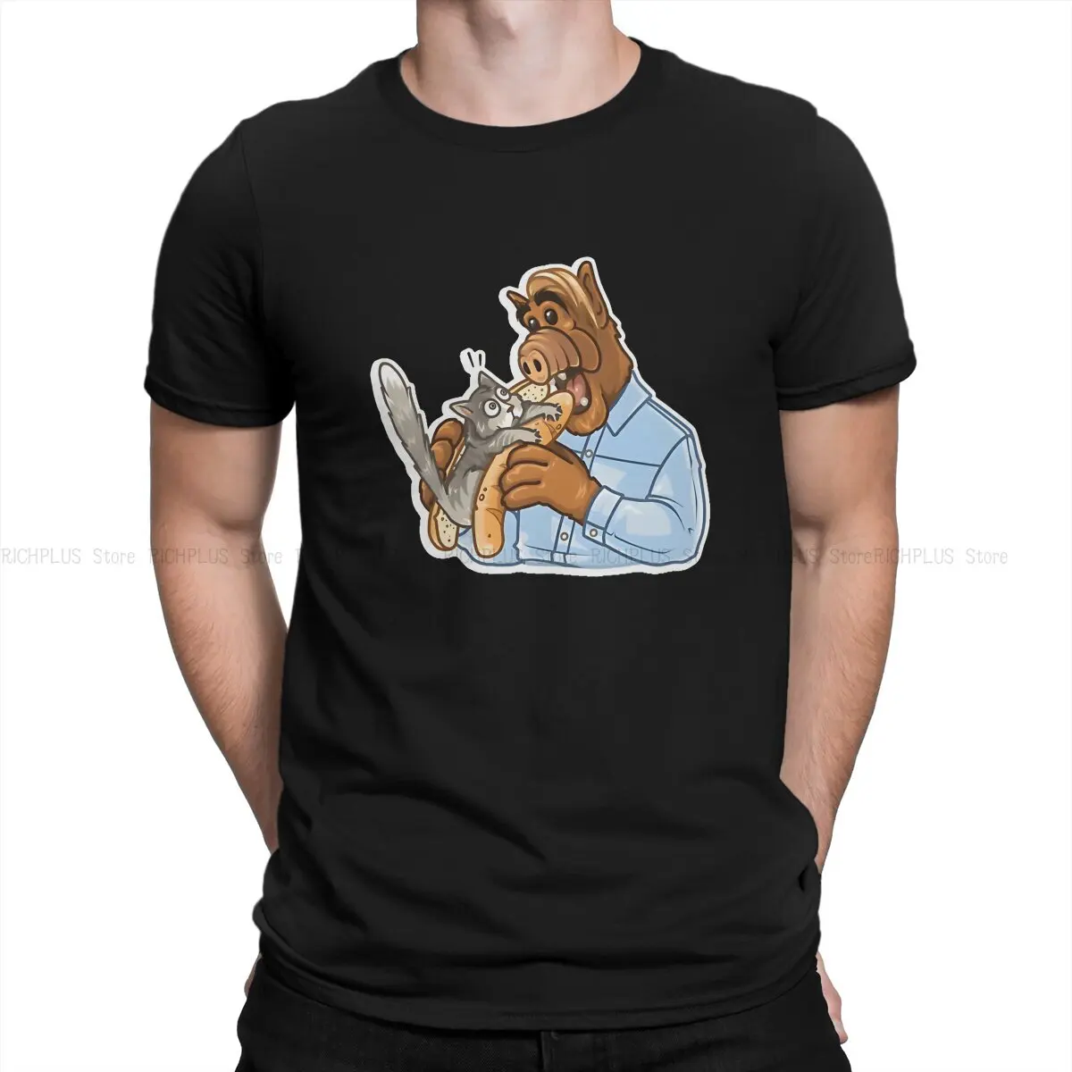 Gordon Shumway TShirt For Men ALF The Animated Series Clothing Style Polyester T Shirt Homme