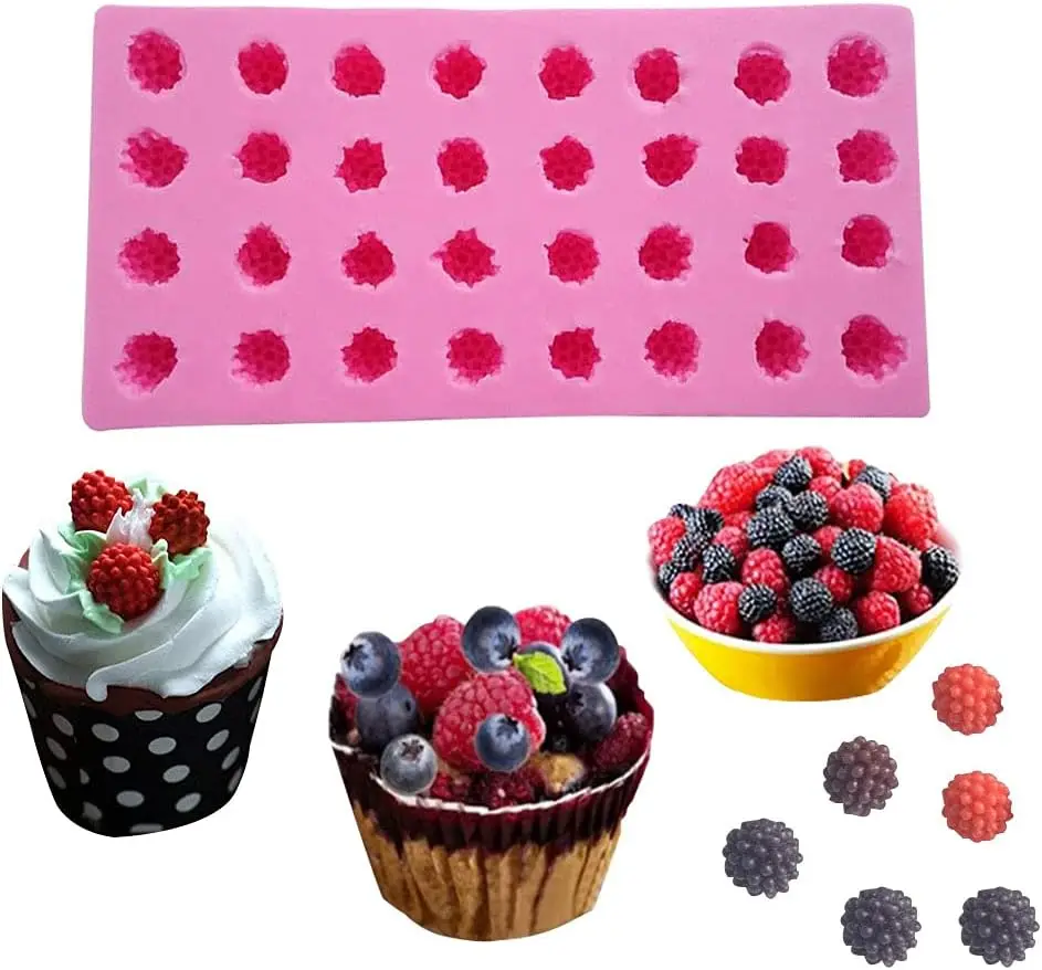 

3D Mulberry Raspberry Silicone Fruit Mold 32 Hole Small Strawberry Chocolate Biscuit Dessert Baking DIY Cake Decorating Tools