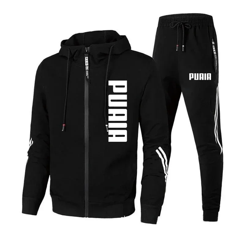 

Spring and Autumn 2025 new men's leisure sports suit, fashion outdoor loose zipper jogging men's hoodie + pants two-piece set