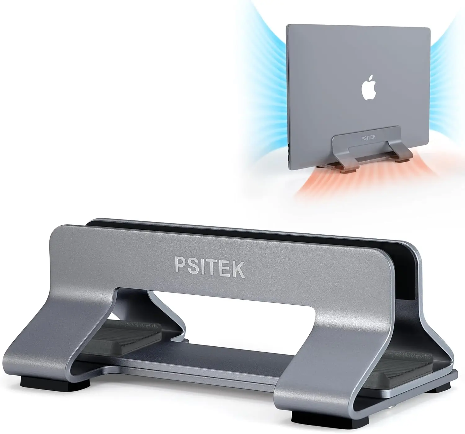 

Aluminum Vertical Laptop Stand, Adjustable Slot 12-42mm, Space-Saving Upright Holder for Laptops