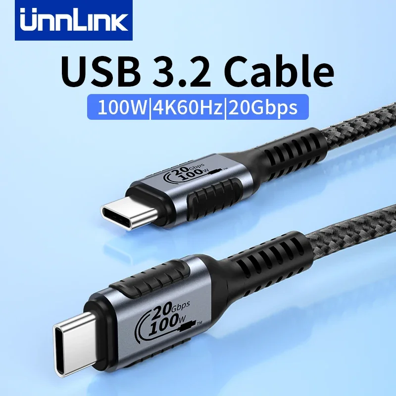 Unnlink USB 3.2 Cable Type C 20Gbps Data Cable for SSD Hard Disk 100W PD 4K 60Hz Video Output for iPhone 15 Macbook