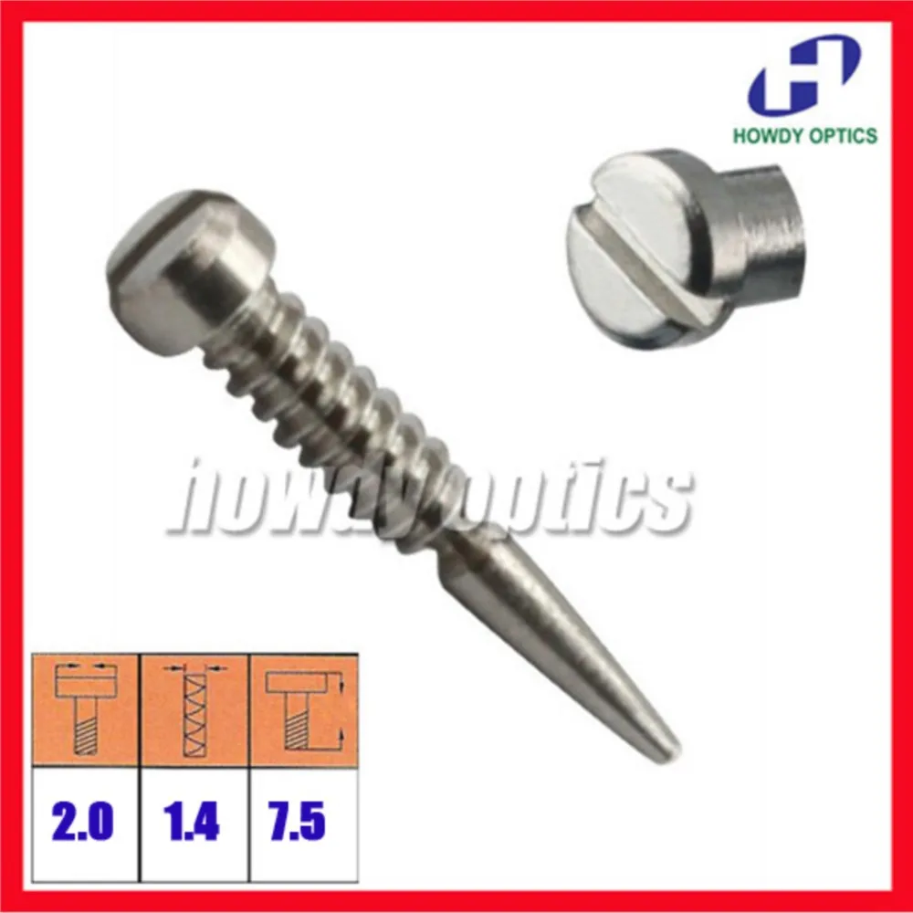 500 sztuk 2.0x1.4x7.5mm okulary okulary okulary optyczne akcesoria śrubowe szpiczasty koniec śruby samonastawne