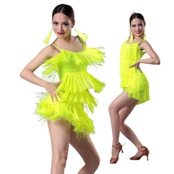 Kids Adult Latin Dance Dress For Girls Tassel Fringe Ballroom Salsa Tango National Standard Competition Practice Costumes