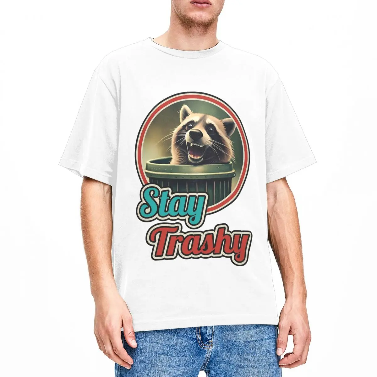 Men Women Stay Trashy Funny Happy Raccoon Lover Shirts Apparel Humor 100% Cotton Garbage Trash Raccoons T Shirts Tee Clothes