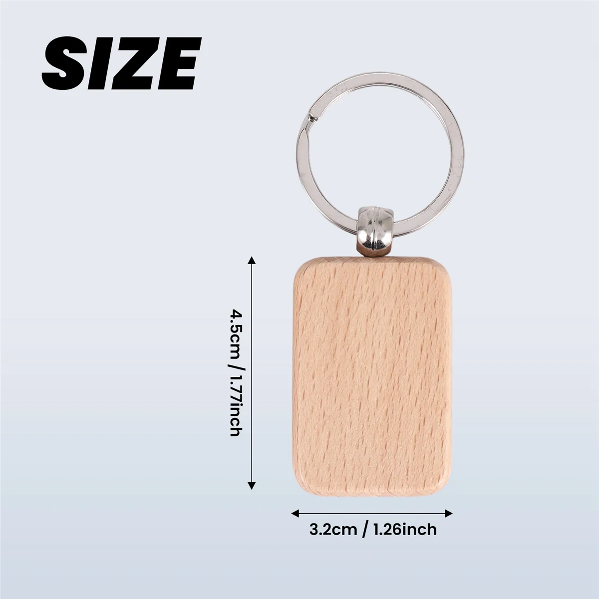 AT77 10 Pack Blank Wooden Key Chain Unfinished Wood Pendant Blanks with Keyrings for EDC Tags DIY Key Craft Supplies