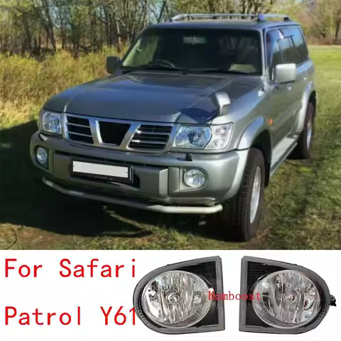 A Pair Car Fog Light For Nissan Patrol Safari Y61 2003 to 2006 Front Bumper Bar Lamp with Switch Wire Group Hulb