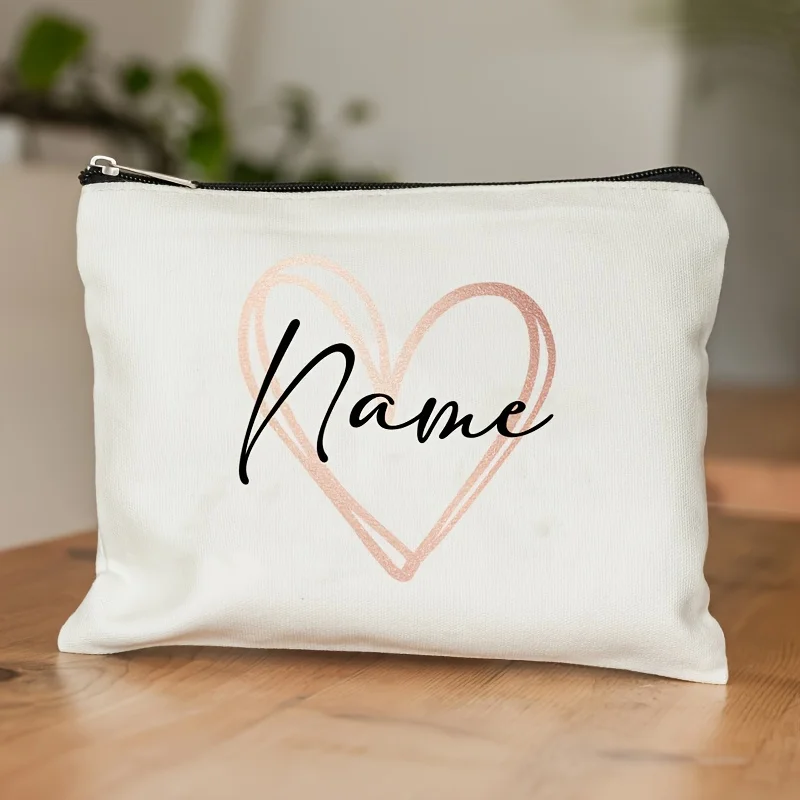 Love Personalized Makeup Bag | Bridesmaid Custom Name Holiday Wedding Bachelorette Party Gifts New Cosmetic Zipper Pouch