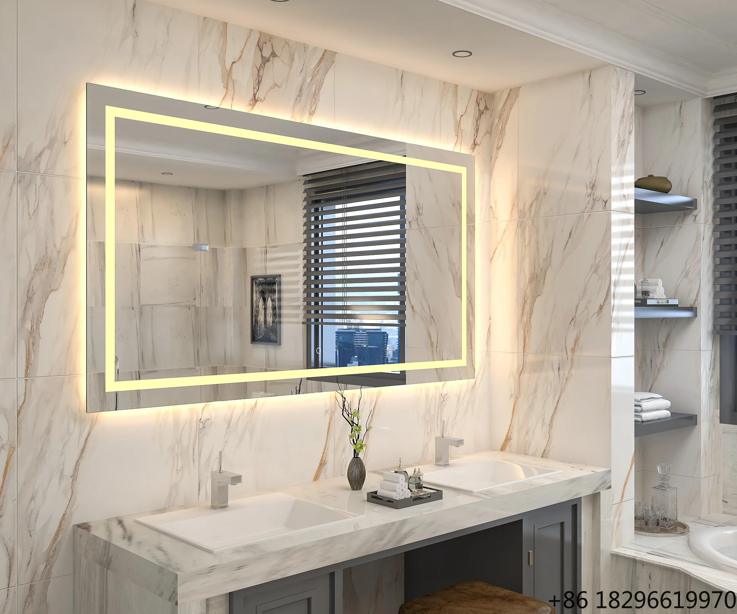 

Rectangle Backlit Anti-Fog LED Smart Vanity