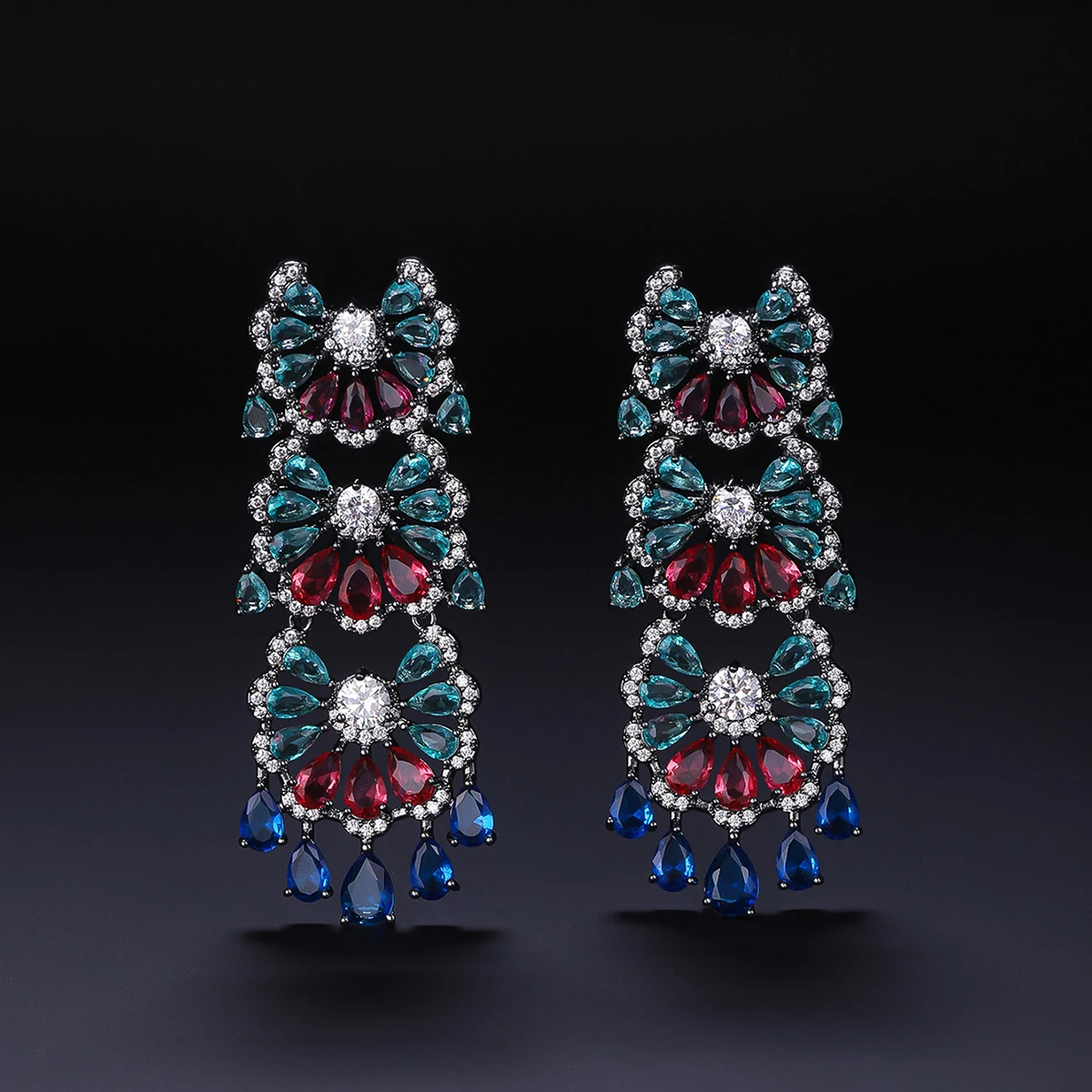 

Fashion Water Drop Cubic Zircon CZ Wedding Dangle Earring Bridal Women Girl Prom Jewelry 925 Silver Pin CE12333