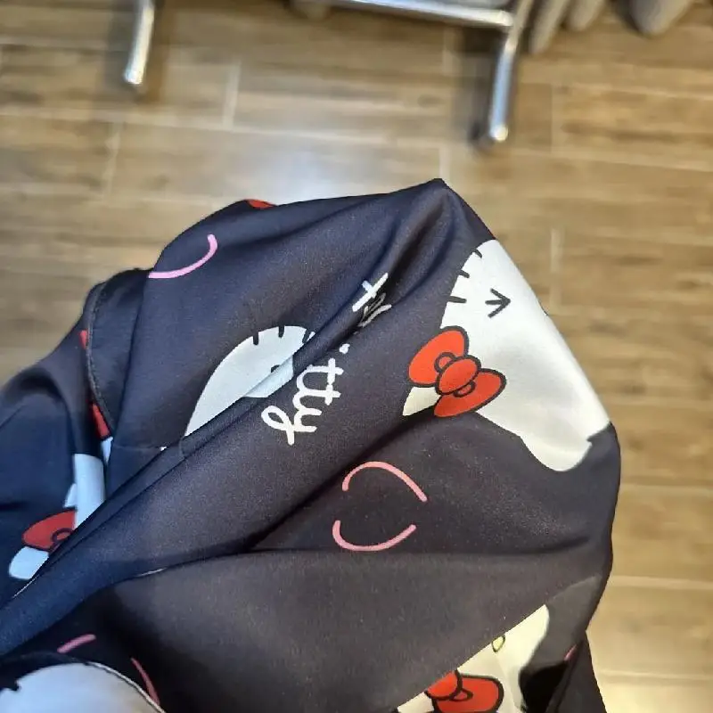 Kawaii سانريو مرحبا كيتي أنيمي جديد 2 قطعة/المجموعة بيجامة الكرتون طويلة الأكمام السراويل السوداء المنزل/في الهواء الطلق المتسكعون ملابس المنزل 2025