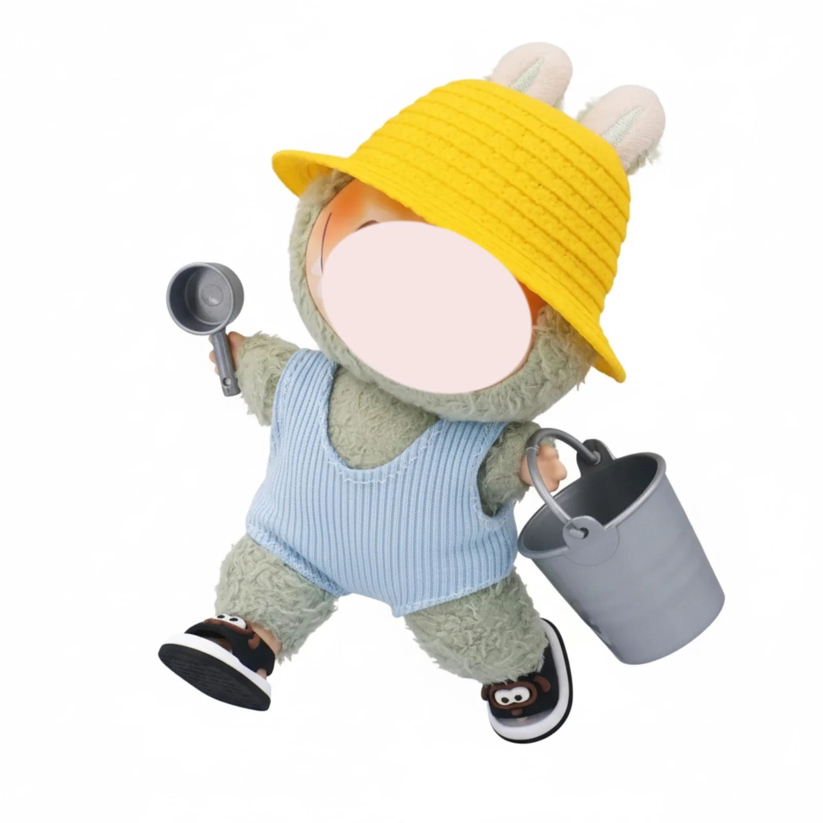 إكسسوارات دمي دلو الماء مغرفة المياه قبعة القش شاطئ البحر اكسسوارات ل Labubu 17 سنتيمتر إكسسوارات دمي ، لعبة هدية جيلنا