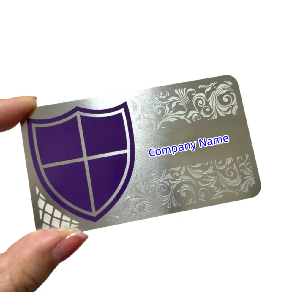 Customized inquiry Pre-printed Business Card Engraved Silver Metal Customized Logo Cut Off Metal Business Card