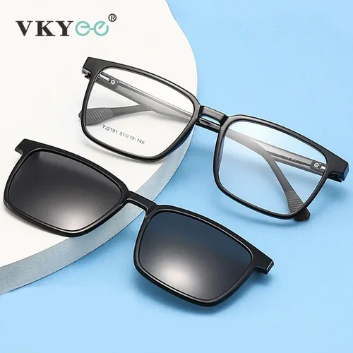 Imagen 2 del producto VKYEE, gafas magnéticas con Clip, gafas polarizadas para conducir, gafas ópticas para miopía para hombres, gafas de sol graduadas personalizadas para mujeres